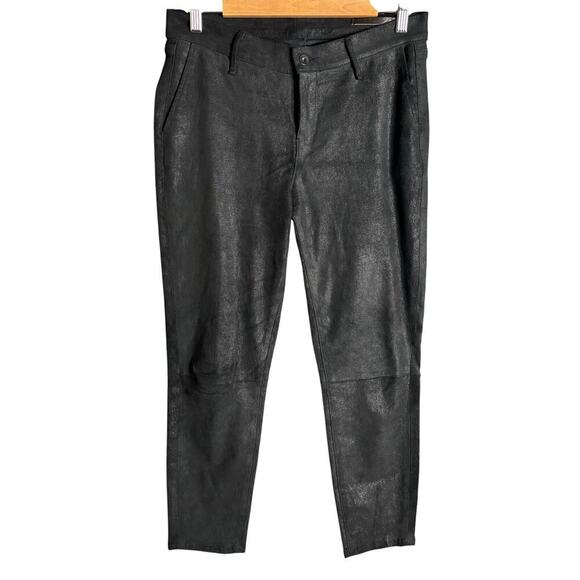 Rag & Bone Dash Suede Lamb Leather Crop Pants Black Size 26 - Picture 5 of 7